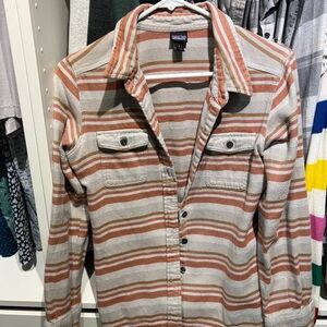 Patagonia Orange and Cream Striped Shirt